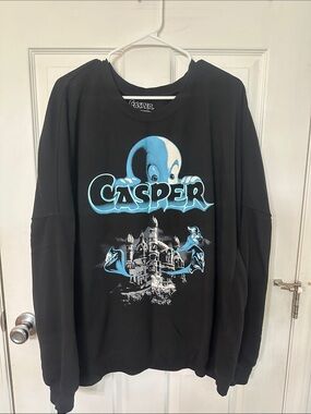 Hybrid Apparel Black Crewneck Sweatshirt with Blue Casper Graphic